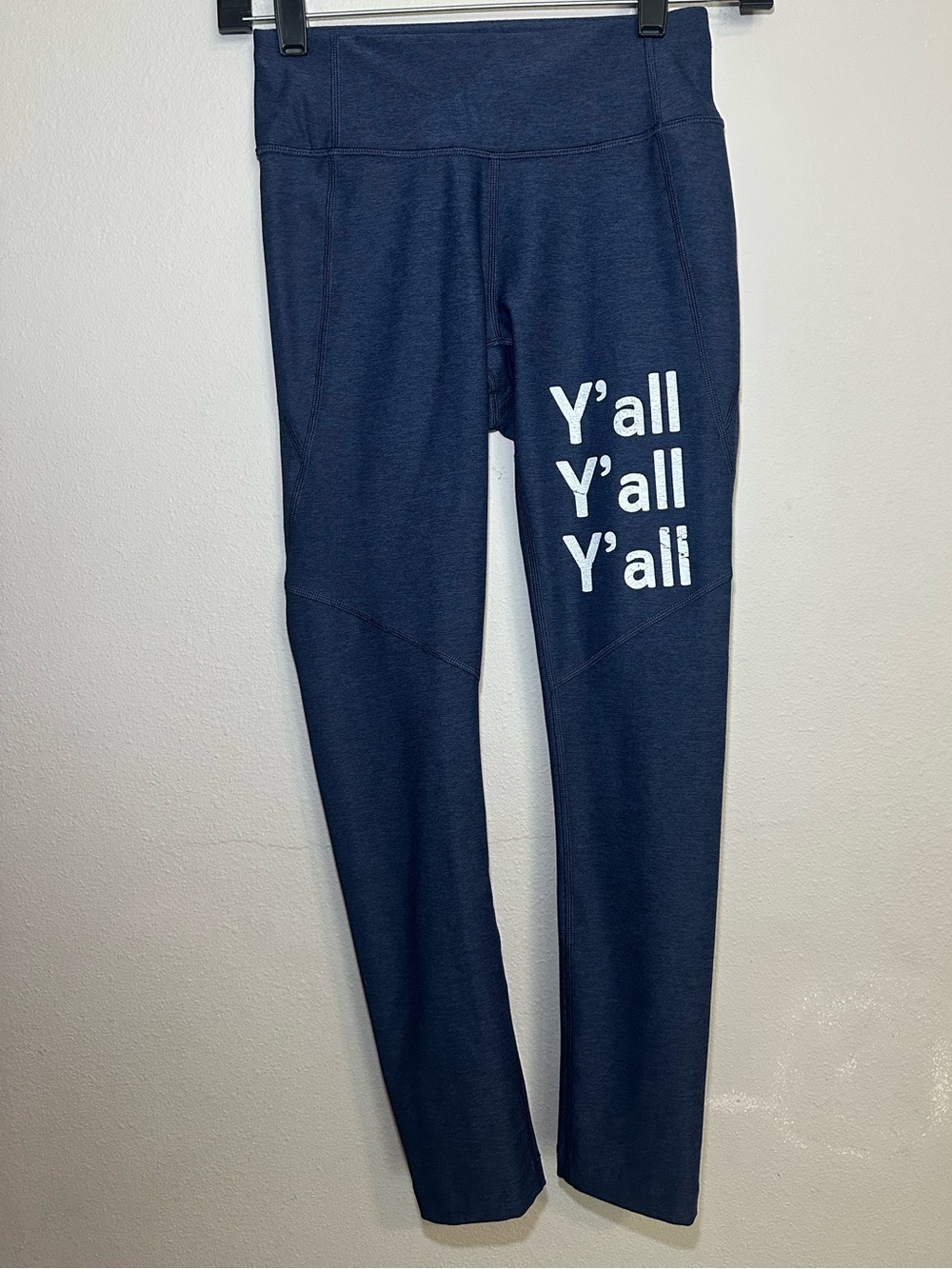 Outdoor Voices Navy Leggings with White "Y'all" Graphic